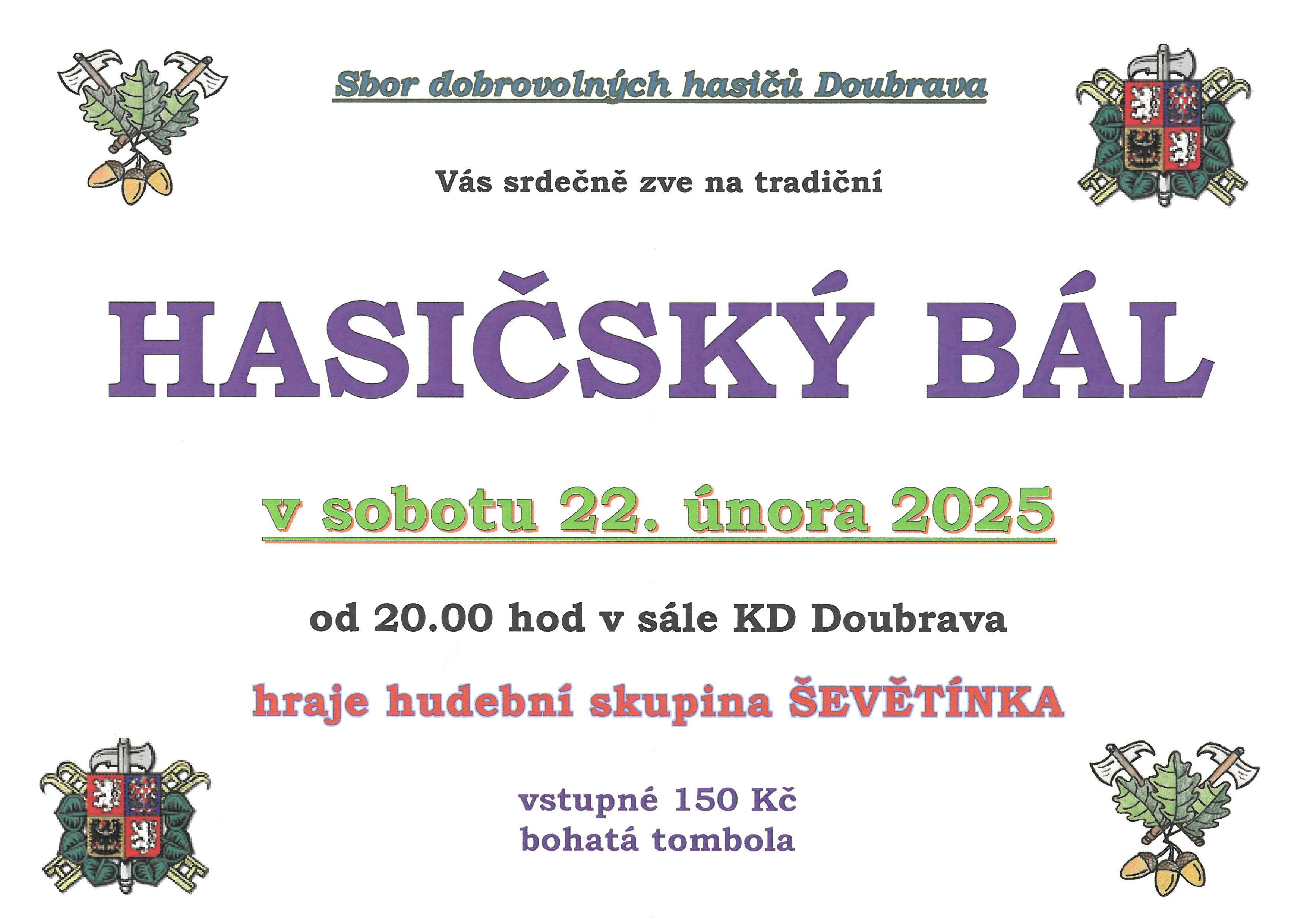 HASIČSKÝ BÁL DOUBRAVA